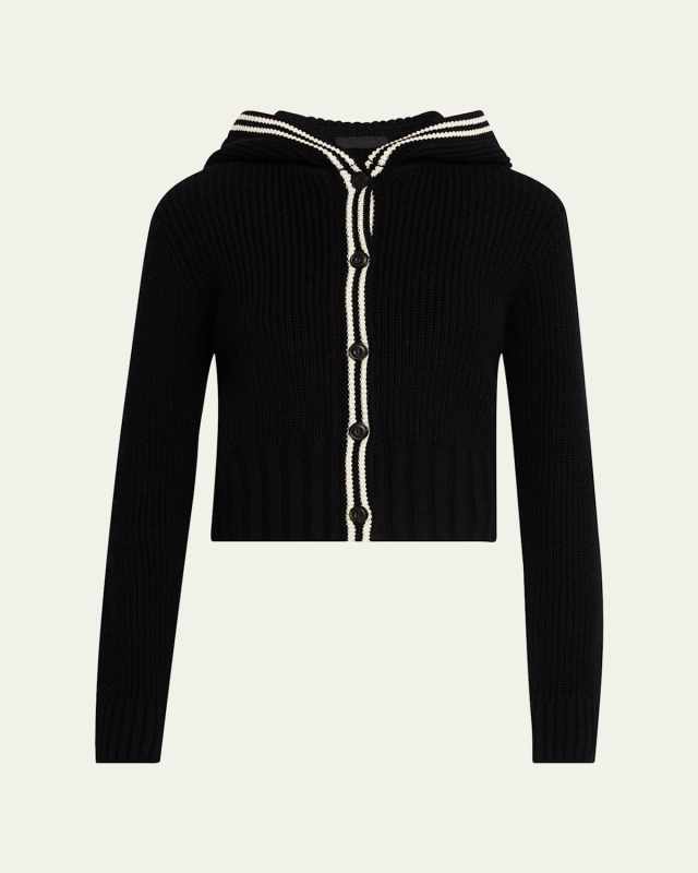 Merino Wool-Blend Hooded Cardigan